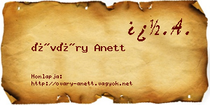 Óváry Anett névjegykártya
